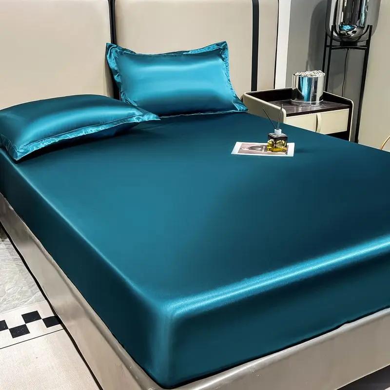 2PC/3PC 1 комплект постельного белья простыня на резинке постельное белье атласная шелковистая простыня на резинке гладкий нескользящий чехол для матраса покрывала постельное белье