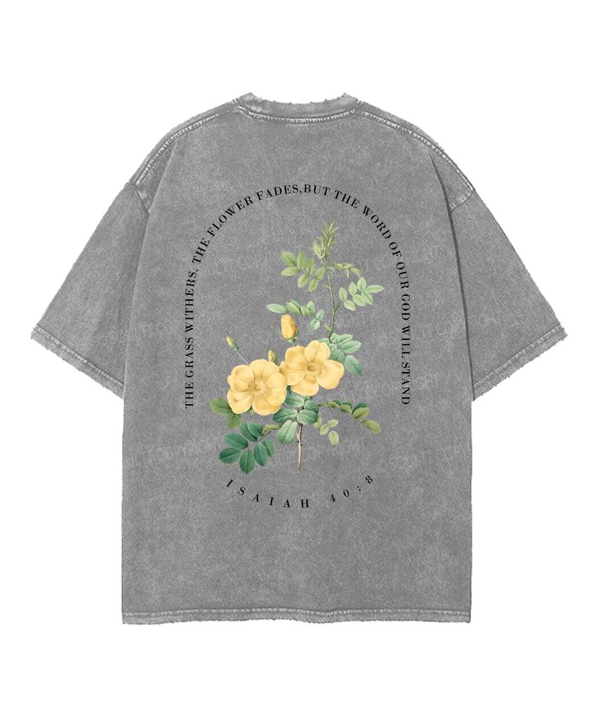 Flower Graphic Printed Tshirt Hip Hop Yk Washed Oversized T Shirt Summer Short Sleeve Pure Cotton Tees Tops Men Women Clothing