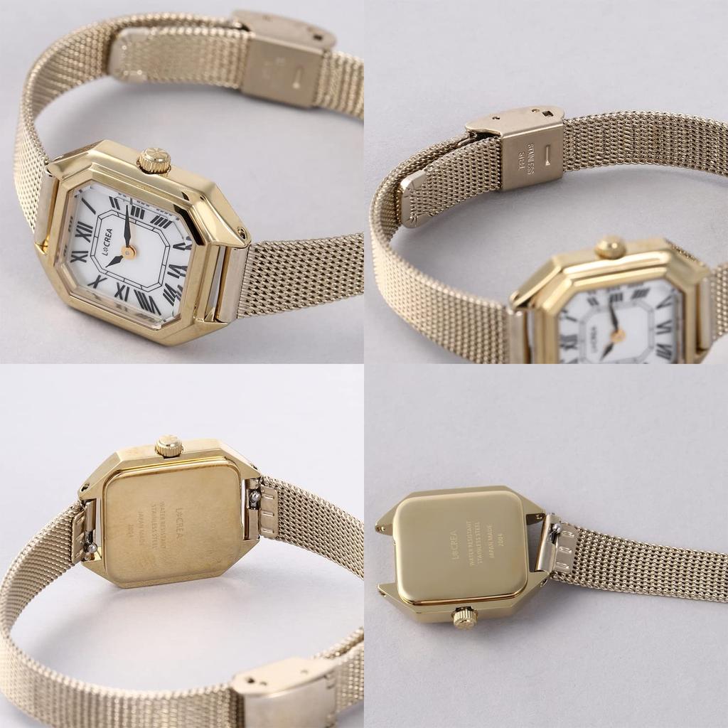 Solar Watch Ladies Made In Japan LeClair Mesh [LCREA] (CARRE/Gold, Band/LC2004-GPMGP)