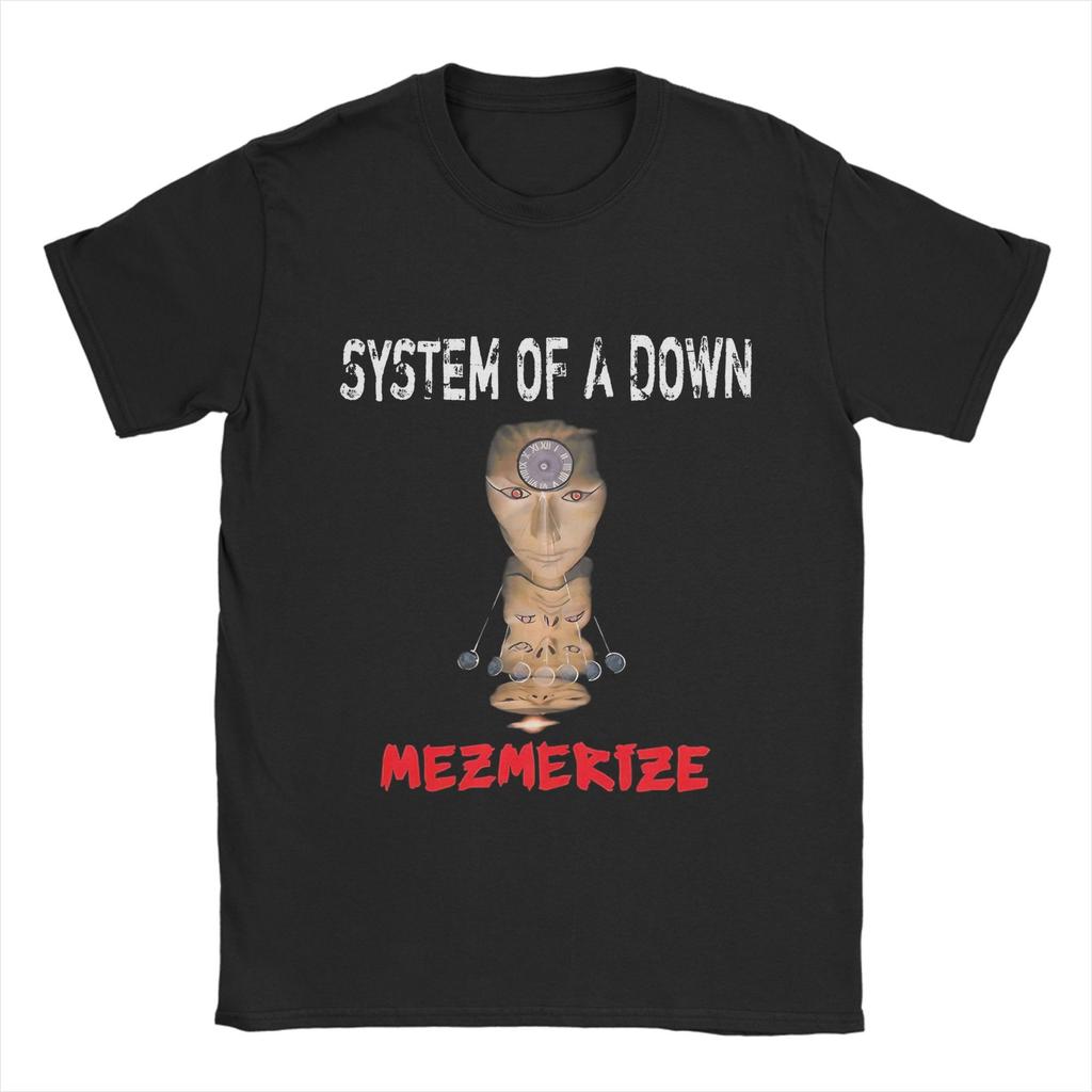 System of a Down Футболки для мужчин Музыка Винтаж Чистый хлопок Футболки Круглый вырез Короткий рукав Футболка Одежда больших размеров