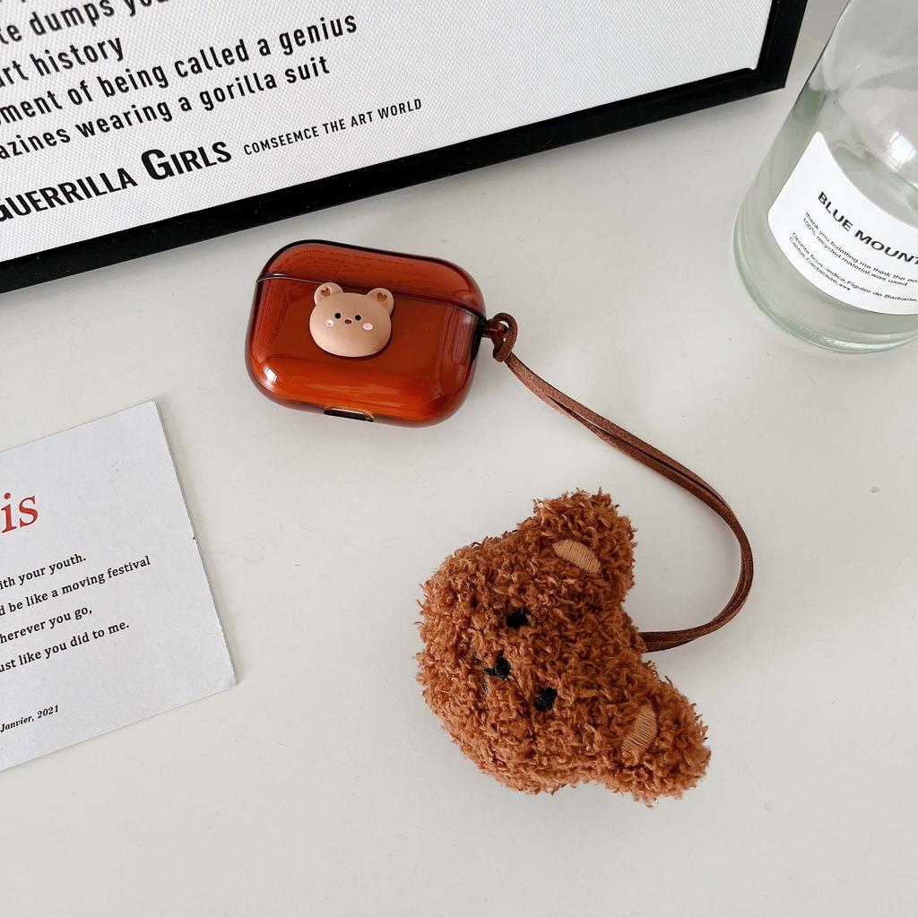 Ретро бурый медведь плюшевый с подвеской 3d теплый милый мультяшный чехол для наушников для Apple Airpods 1 3 Pro 2 2nd силиконовый мягкий чехол