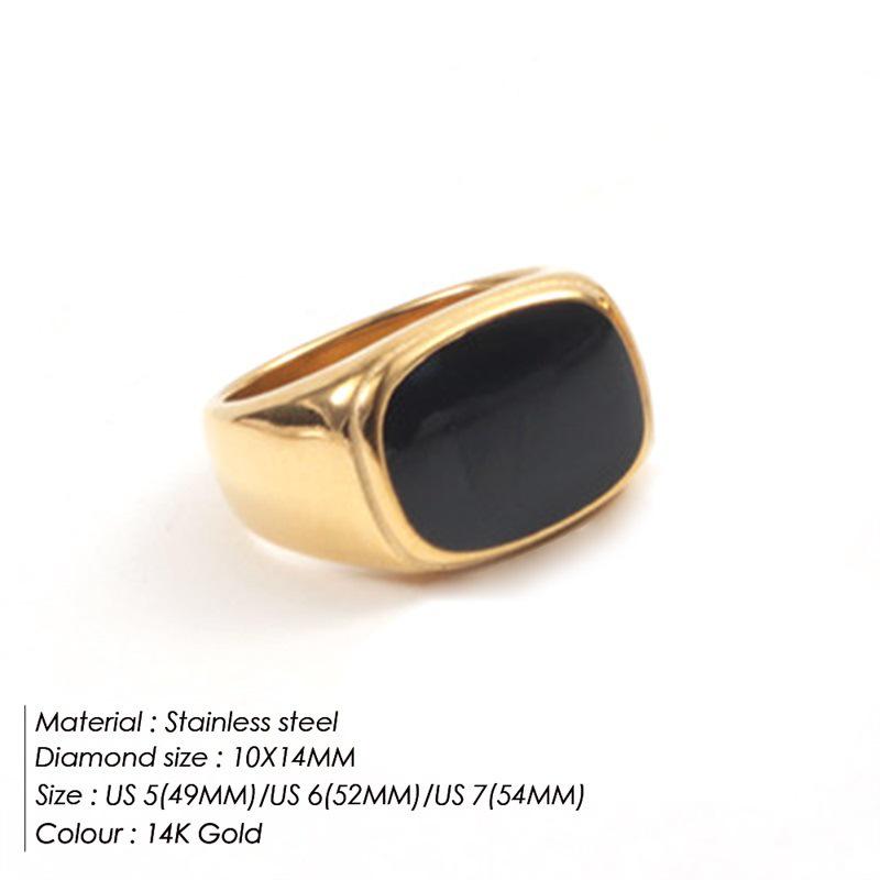 St. Delan Simple Fashion Square Gold and White Stainless Steel Ring