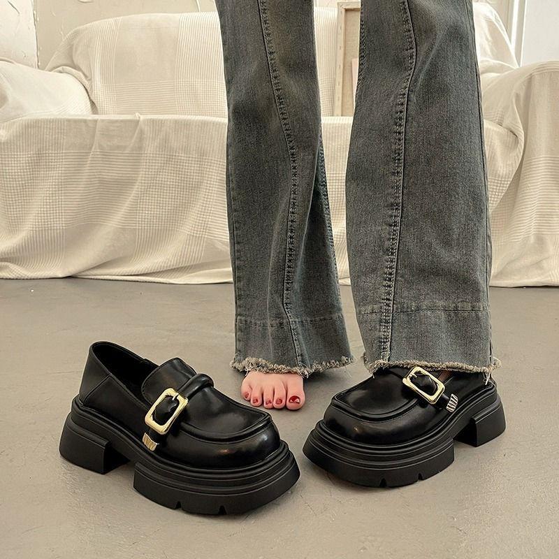 Модные женские туфли-лодочки черные на среднем каблуке с круглым носком лоферы обувь для женщин на платформе новейшая быстрая доставка обувь по акции обувь Y2k