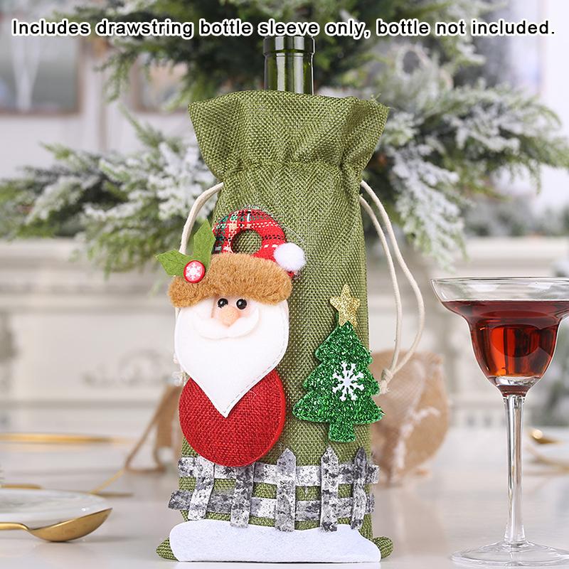 Christmas Wine Bottle Covers Bag Snowman Santa Claus Champagne Bottle Cover Sleeve Merry Christmas Year Table Decorations