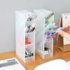 1pc White/Black Transparent Multifunctional Large Capacity Desktop Stationery Pencil Storage Box