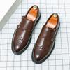 Мужские кожаные туфли на одной педали, корейская версия, британский повседневный деловой стиль, ретро, ленивые туфли, дышащие броги с гравировкой, мужские туфли