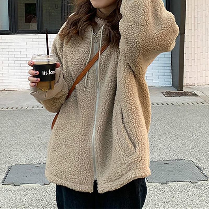 Autumn Winter Women Oversized Parkas Thick Coat Ladies Soft Jacket Double Sided Outerwear Warm Long Sleeve Versatile Hooded Cotton Jacket