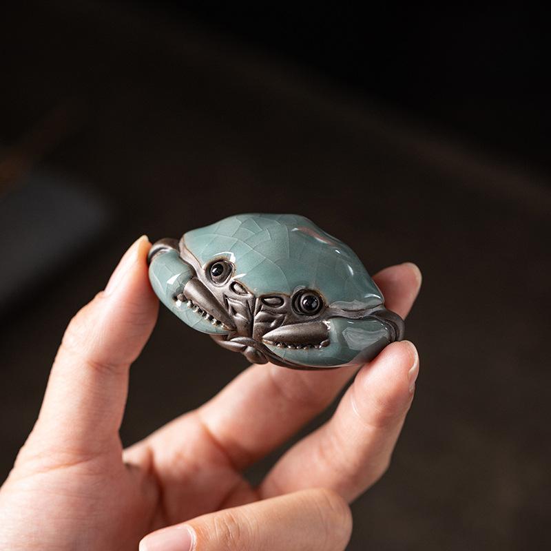 Трещиноватая глазурь Крабовая игрушка ручной работы Kongfu Tea Pet Decoration Чайный столик Чайная церемония Аксессуары Чайная мебель для животных для показа