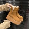 Утолщенные плюшевые теплые зимние сапоги AJGS 2024 г. Новые модные зимние женские сапоги на толстой подошве, женские меховые сапоги на молнии