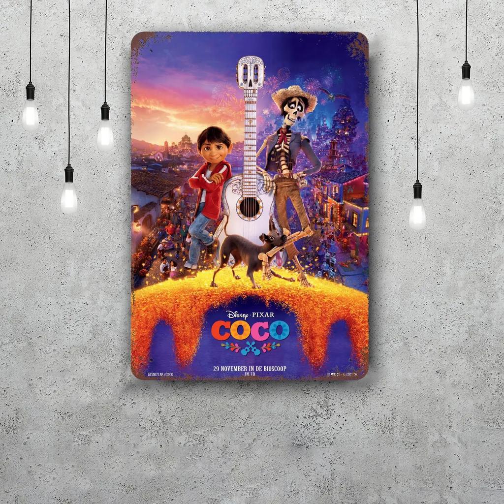 MINISO Coco Classic Poster Rusty Metal Plaque Retro Decorative Plate Bar Man Cave Garage Club Metal Sign Wall Decoration