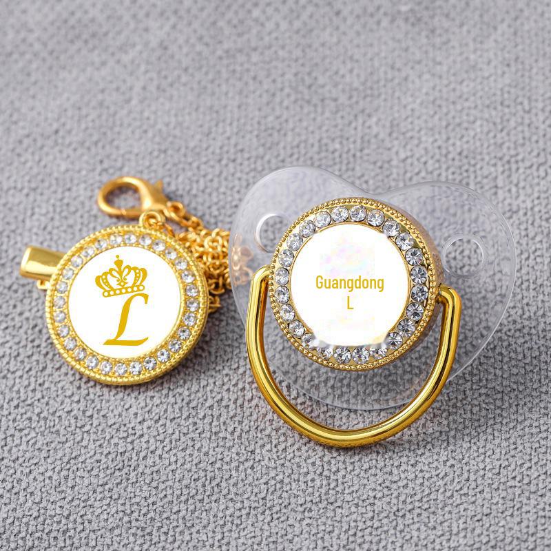 Популярная прозрачная пустышка Baby Gold Crown с бриллиантовыми вставками