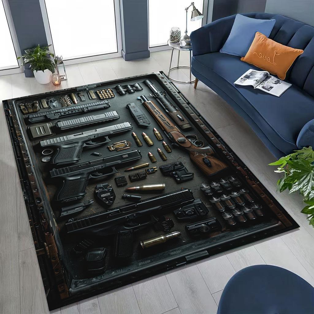 Дерево Металл Оружейный Кейс Коробка Военное Снаряжение Мото Коврик для Спальни Гостиной Дивана Дома Декор Коврик для Двери, Детский Игровой Нескользящий Напольный Коврик