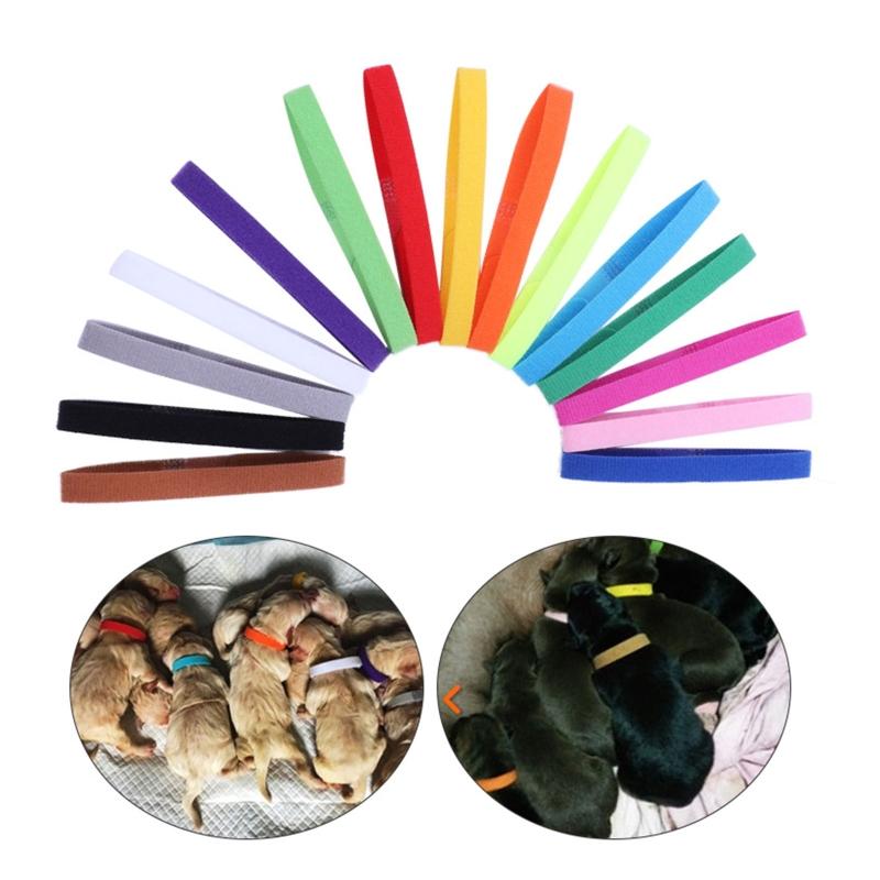 15 Colors Puppy Whelping Collars Adjustable Pet Identification Collars Soft Bands for Newborn Dog for Cat Kitten 3 Sizes