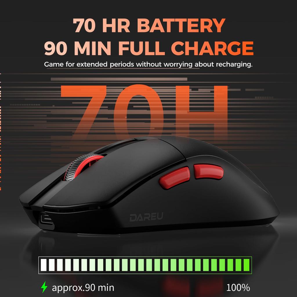 DAREU A950WING Gaming 8K Polling Equipped with an Advanced PAW3950 8000Hz Mouse, Ultra-Lightweight (35g), Wireless, Rate, 30,000 DPI, Sensor,