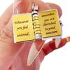 Titanium Steel Opening Book Pendant Stainless Steel Girls Text Locket  Neck Ornaments