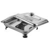 Stainless Steel Dinner Plate Catering Trays with Lids Serving Buffet Charcuterie Food Heating Platter Silver Cover Banquet