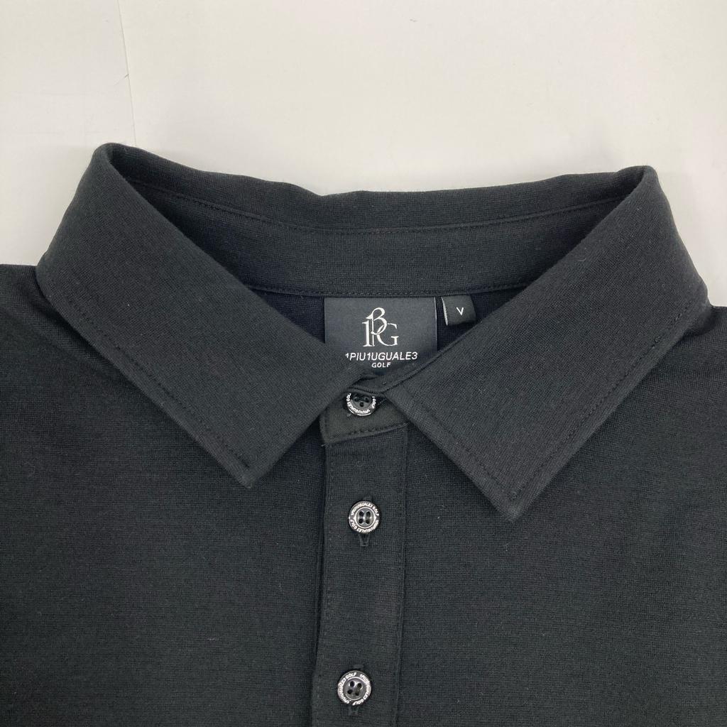 1piu1uguale3 [GOLF][×Del Piero] GDT018 Black L/S POLO ONE SLEEVE Long Sleeve Shirt Tops V blackUsed