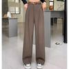 Women Fashion Suit Pants Lady Breathable Baggy High Waist Wide Leg Trousers Lady Straight Leg Gray Classic Office Long Pants