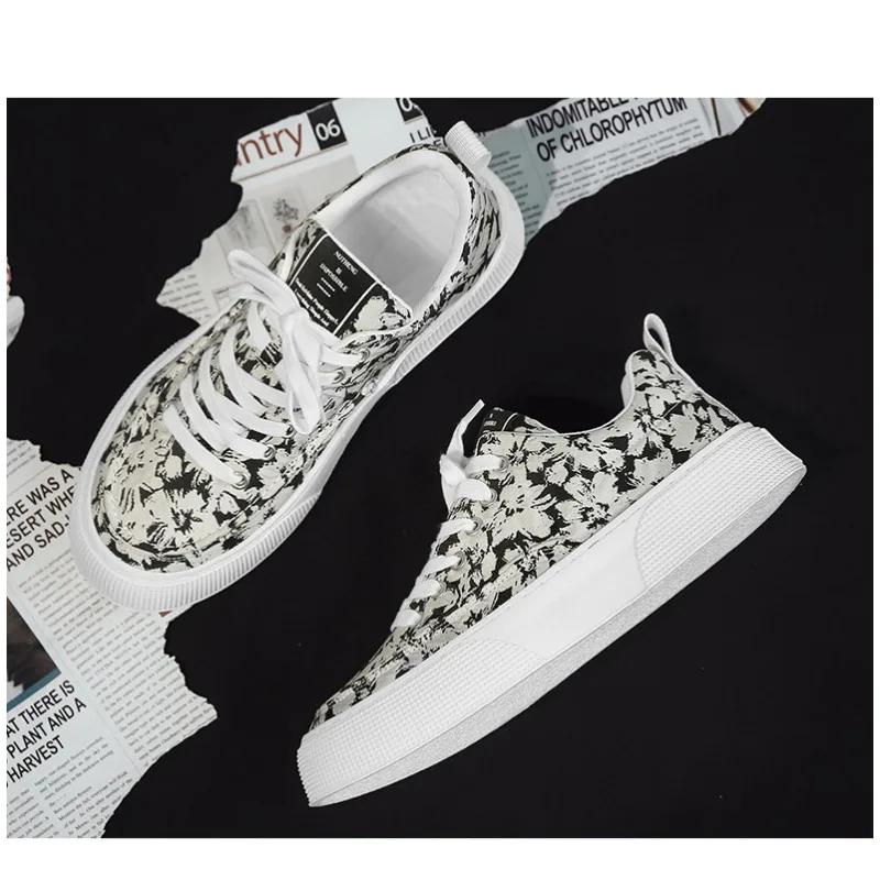 Модная дизайнерская обувь для мужчин, модная повседневная обувь из парусины с принтом, летняя удобная обувь для скейтбординга на шнуровке Zapatos De Hombre