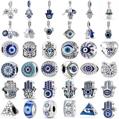 Новый медный кулон «Греческий глаз» / «Глаз дьявола» с угольными бусинами для оригинального браслета DIY, женские украшения