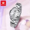 OLEVS Original Womens Quartz Watch Solid Stainless Steel Waterproof Calendar Ladies Watch Fashion Simple Elegant Wristwatch