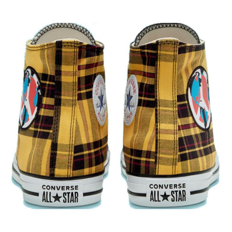 Converse Эспадрильи Chuck Taylor All Star в клетку, удобные, высокие, унисекс, черно-желтая клетка.