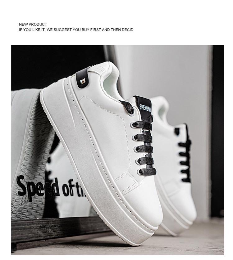 Мужские летние дышащие белые кроссовки с увеличением роста - Модные повседневные кеды на толстой подошве для скейтборда