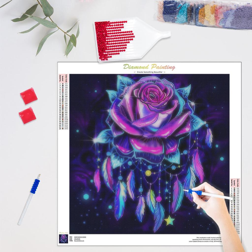 5D Алмазная картина Пейзаж Полный круглый Алмазная вышивка Цветочные украшения для дома 40x40см