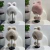 Fluffy Women's Lei Feng Cap Winter Warm Bunny Cat Ear Hat Fox Plush Ear Cap  New Year Gift