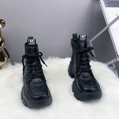 Женские ботинки Мартина 2025 новая осень и зима бархатные британские маленькие мужские на высокой толстой подошве британские короткие ботинки популярные тонкие ботинки