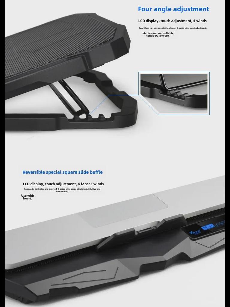 Охлаждающая подставка для ноутбука с регулируемой скоростью вращения для ноутбуков с диагональю экрана 13–15,6 дюймов и основанием для вентилятора радиатора.