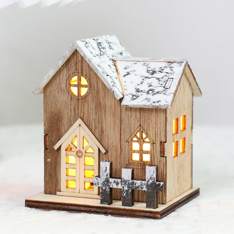 Christmas Decoration Glowing Log Cabin Tabletop Ornament