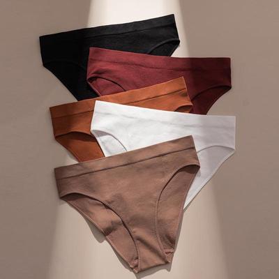 Женское бесшовное дышащее хлопковое нижнее белье со средней посадкой и обхватом бедер - Тонкие спортивные трусы большого размера