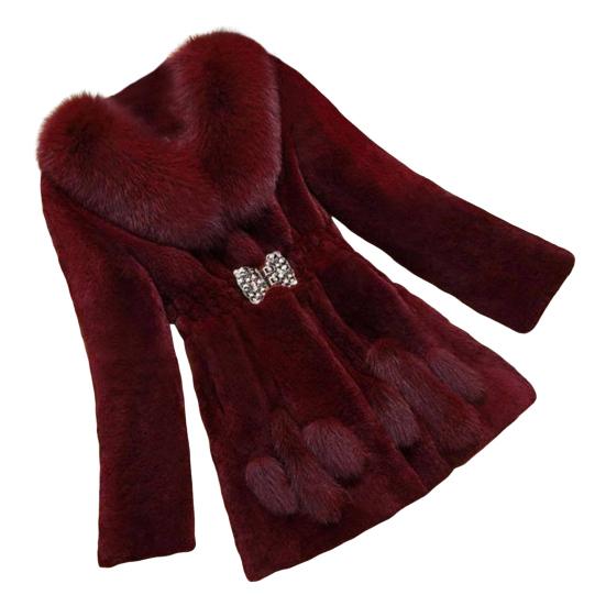 Женское зимнее пальто из искусственного меха средней длины со стразами, эластичная узкая талия, однотонная плотная верхняя одежда, куртка для выпускного бала знаменитостей