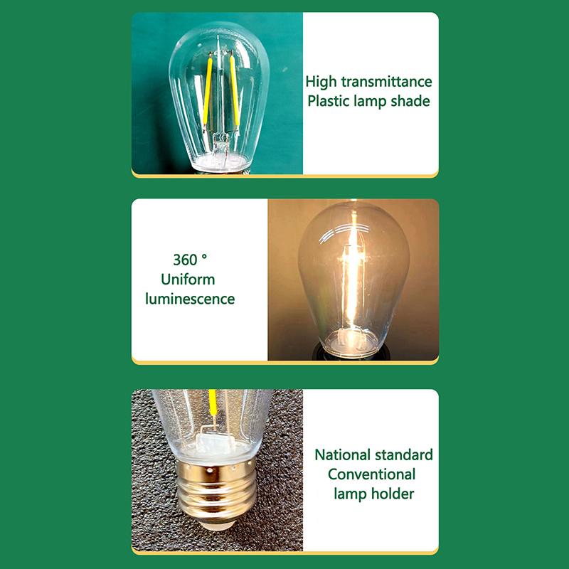 S14 Пластиковые светодиодные лампы E27/E26 3 В 120 В Теплый белый 2 Вт 1 Вт Небьющиеся лампы для гирлянды Рождественские украшения