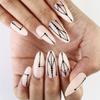 Press On Nail Almond Shaped Fake Nail Glossy Stick On Nail Natural Full Cover False Nail Acrylic Glues On Nail for Women