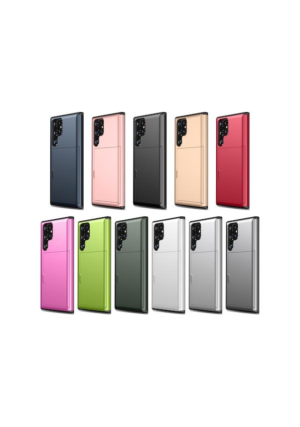 Applicable to Samsung S24Ultra mobile phone case slider card insert wallet card slot anti-drop protective case black
