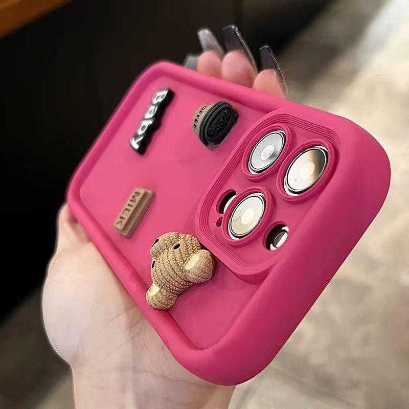 Милый 3D медведь кофе мультфильм силиконовый чехол для iPhone 16 15 12 11 13 14 Pro Max 7 8 Plus X Xs Xr 15pro 14pro 15plus мягкий матовый чехол