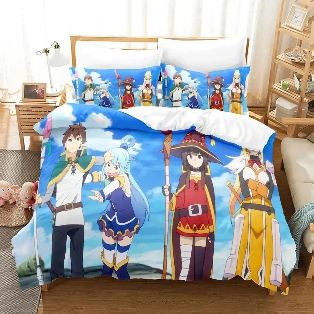 3D Печать Аниме KonoSuba Комплект Постельного Белья Пододеяльник Наволочка Одеяло Размер King Queen Для Мальчиков Взрослых Комплект Постельного Белья