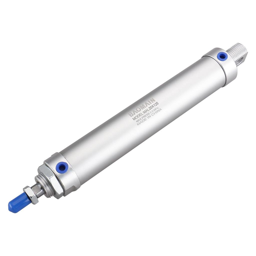 Baomain Pneumatic Air Cylinder MAL 20 X 125 Bore 0.79 Inch(20 mm),Stroke 4.92 inch(125mm),Single Rod Double Acting Stainless Steel Mini