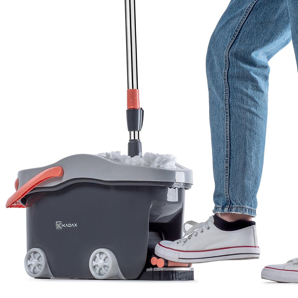 KADAX Spin Mop with Bucket On Wheels 128cm Grey