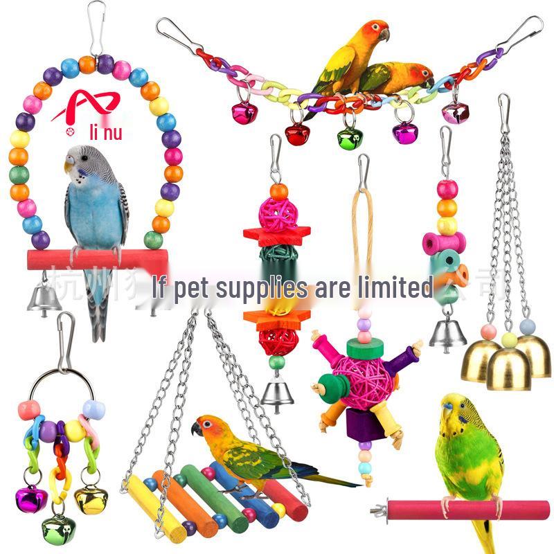 Parrot Cloud Ladder Swing & Perch: Bird Cage Accessories with Mirror, Bridge & Hanging Ring