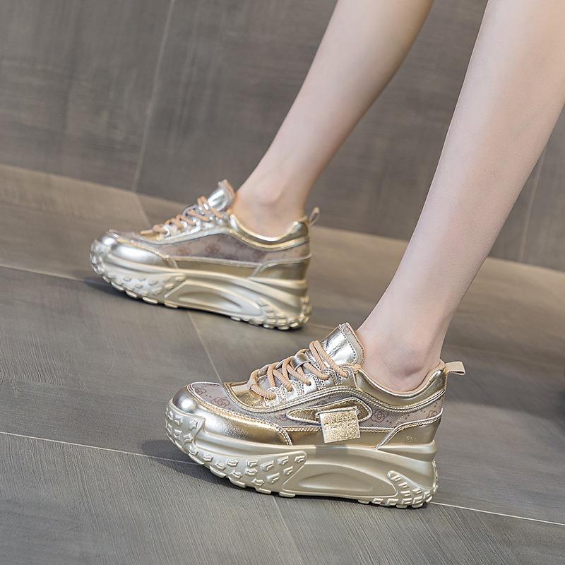 Поп-кроссовки повседневная обувь с круглым носком толстая подошва увеличение высоты повседневные кроссовки