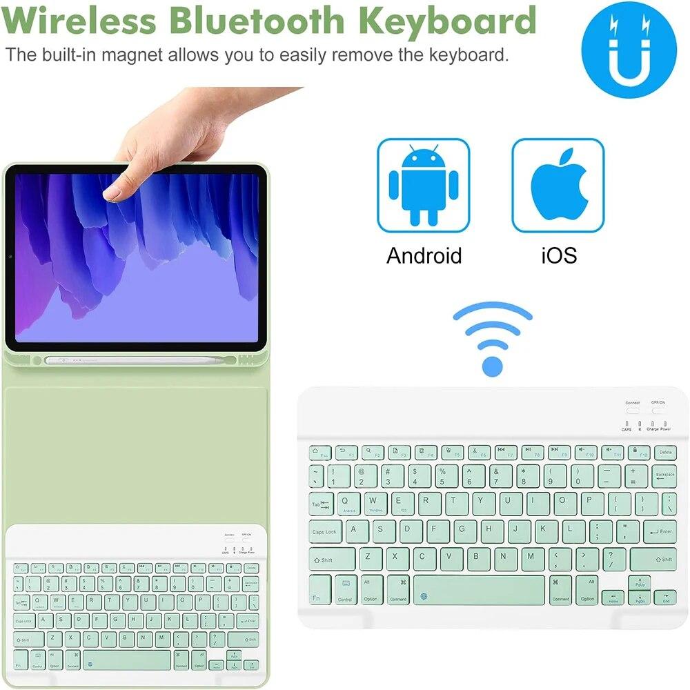 Кожаная Bluetooth-клавиатура для Samsung Galaxy Tab A7, чехол для Galaxy Tab A7 10, 4 дюйма, 2022, 2020, SM-T500/T503/T505/T507/T509