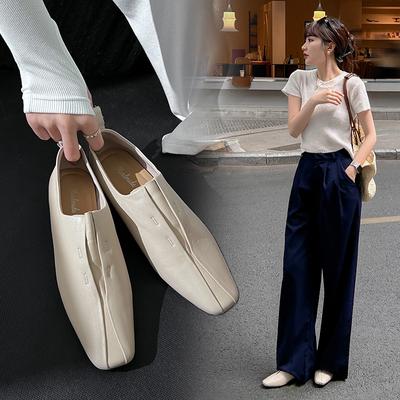 Мода 2024 Новое поступление Мягкая натуральная кожа Женские туфли на каблуке Квадратный носок Удобные Модные Повседневные Туфли на низком каблуке Обувь на четыре сезона