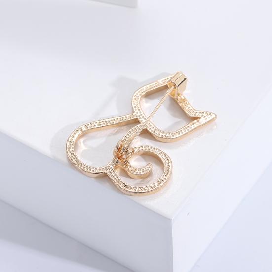 Women Brooch Hollow Kitty Shape Smooth Stainless Anti-slip Wear-resistant Coat Collar Hat Scarf Decoration Clothes Pin Business Events Garment Jewelry
