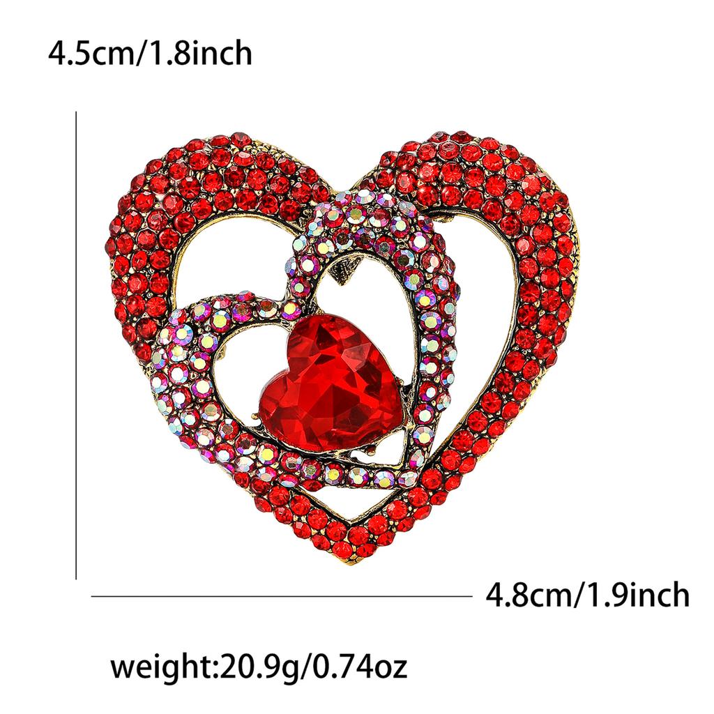 New Fashionable Alloy Rhinestone Hollow Heart Brooch with Elegant Temperament, Fashionable Women's Chest Flower Jewelry