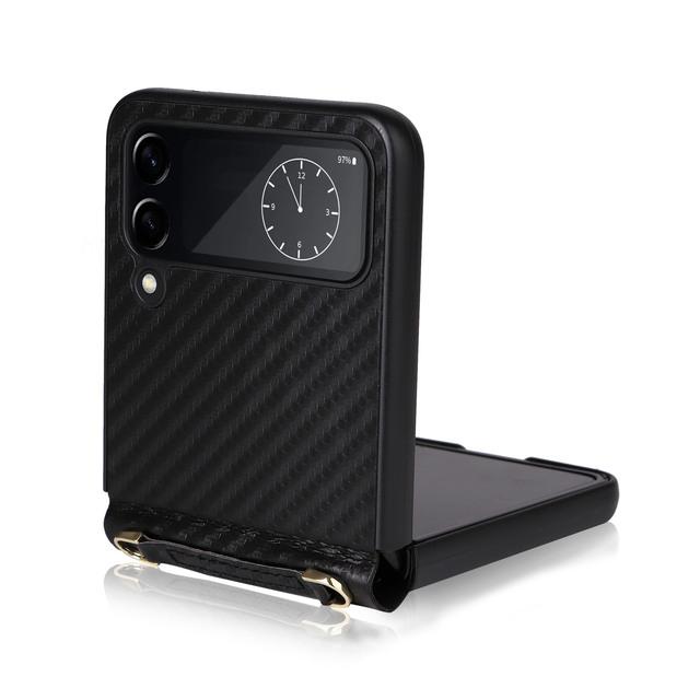 Противоударный защитный чехол из углеродного волокна для Samsung Galaxy Z Flip 4 5g Flip4 Flip 3 Flip3 Zflip3, простой ремешок для телефона, чехол