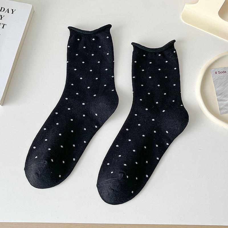 Women's Summer Thin Style All Kinds of Polka Dot Curled Rim In The Tube Pile Pile Cotton Socks