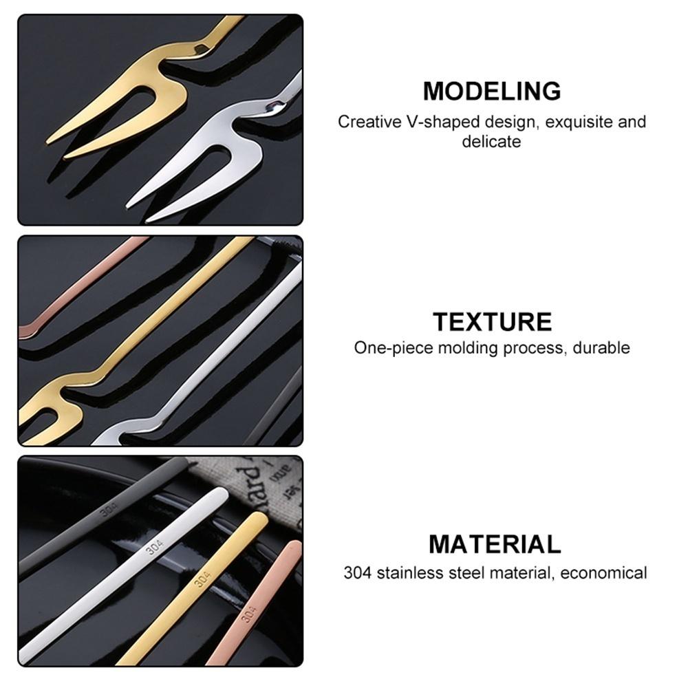 Stainless Steel Fruit Forks Pickle Forks Cocktail Salad Dessert Cake Forks Tableware for Banquet Party Seafood Dinner